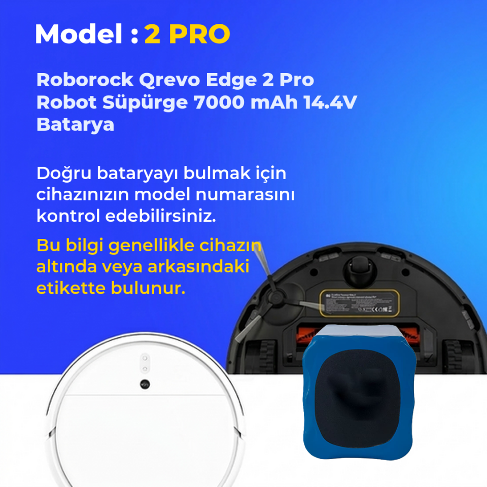 Roborock Qrevo Edge 2 Pro Robot Süpürge 7000 mAh 14.4V Batarya