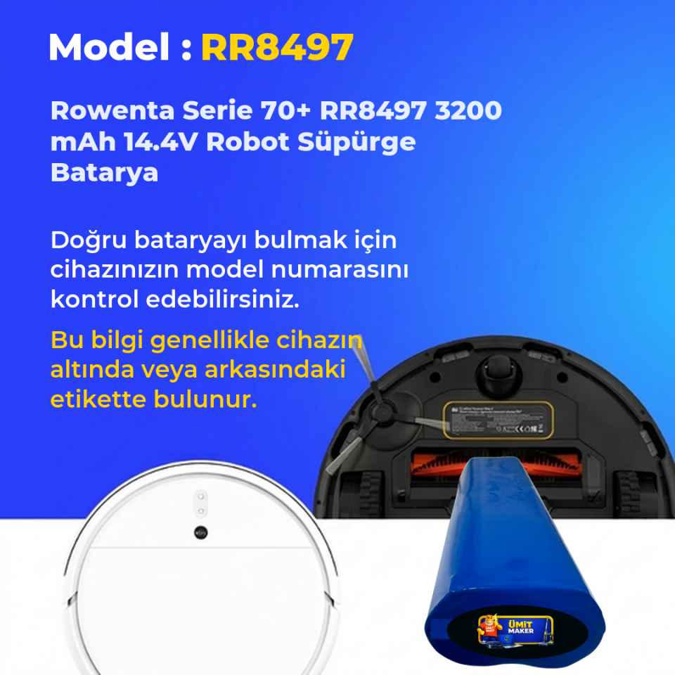 Rowenta Serie 70+ RR8497 3200 mAh 14.4V Robot Süpürge Batarya