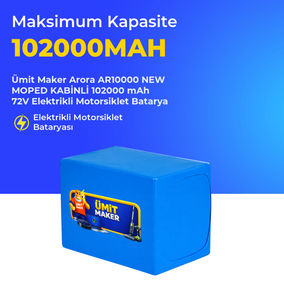 Arora AR10000 NEW MOPED KABİNLİ 102000 mAh 72V Elektrikli Motorsiklet Batarya