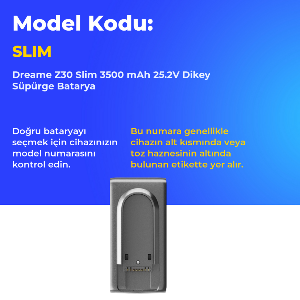 Dreame Z30 Slim 3500 mAh 25.2V Dikey Süpürge Batarya
