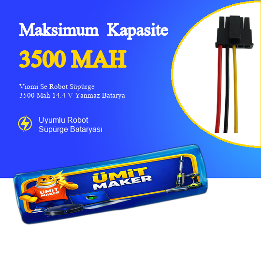 Viomi Se Robot Süpürge 3500 mAh 14.4 V Yanmaz Batarya