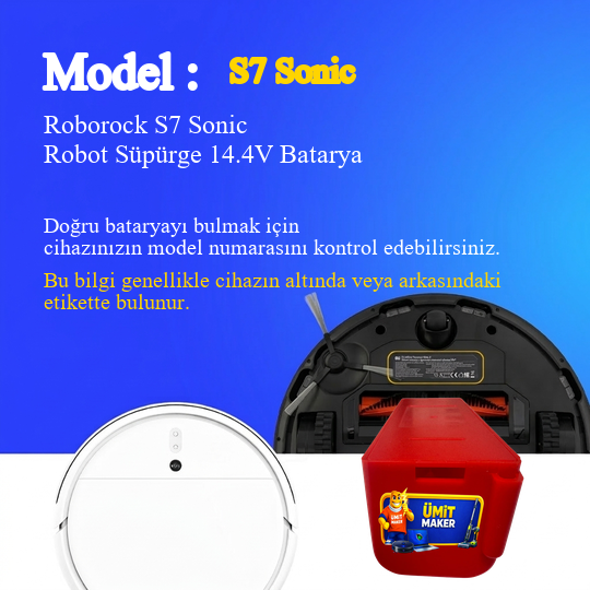 Roborock S7 Sonic Robot Süpürge 5200 mAh 14.4V Batarya