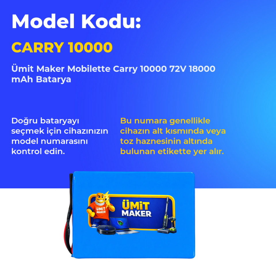Mobilette Carry 10000 72V 18000 mAh Batarya