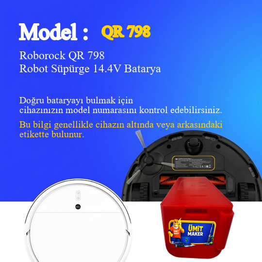Roborock QR 798 Robot Süpürge 5200 mAh 14.4V Batarya