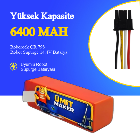 Roborock QR 798 Robot Süpürge 6400 mAh 14.4V Batarya