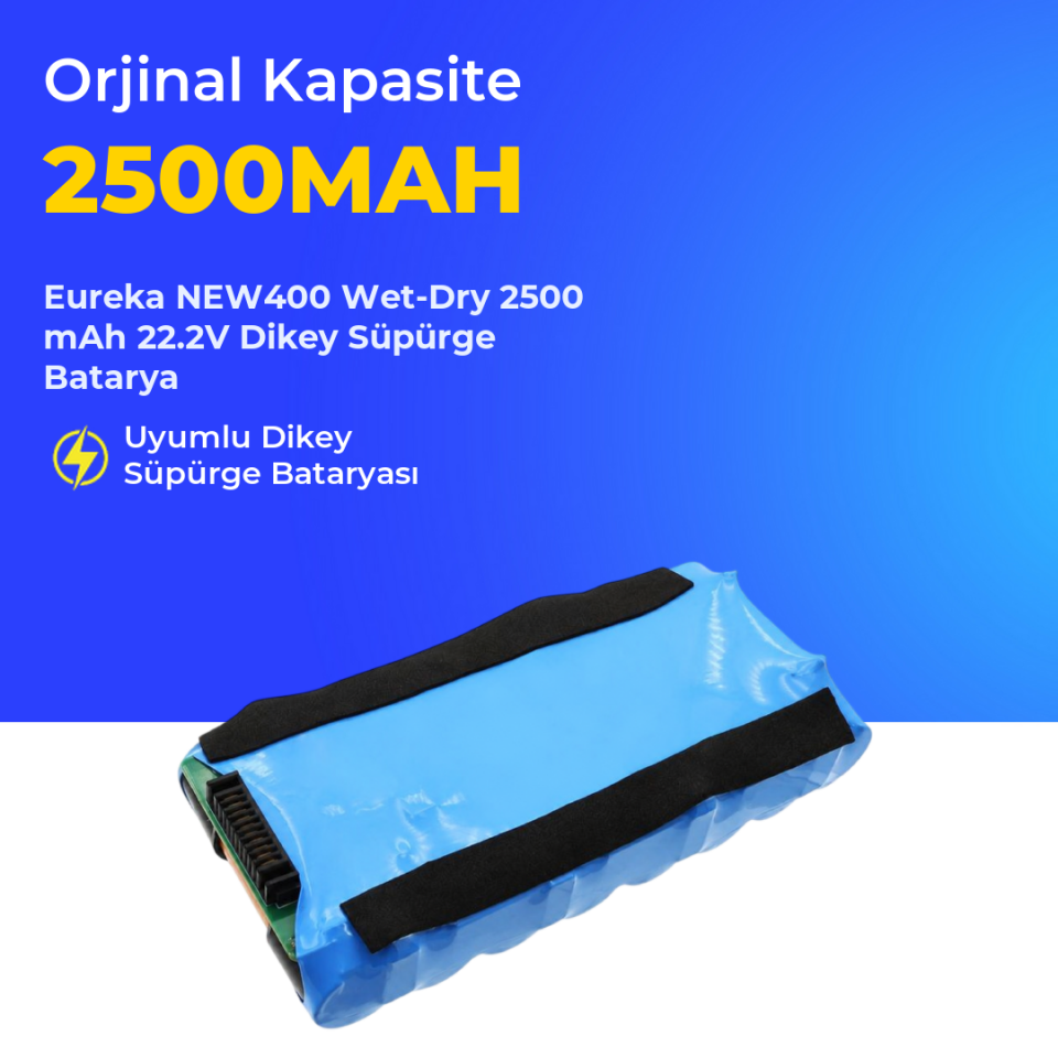 Eureka NEW400 Wet-Dry 2500 mAh 22.2V Dikey Süpürge Batarya