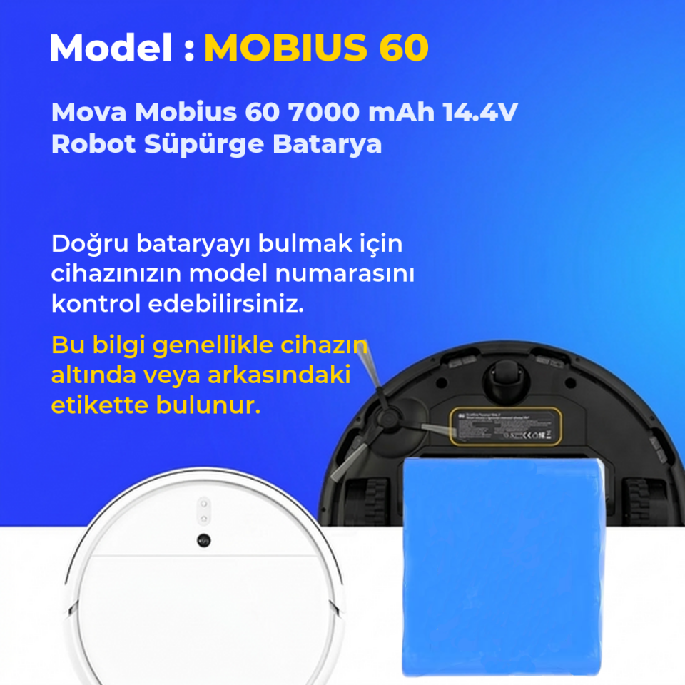 Mova Mobius 60 7000 mAh 14.4V Robot Süpürge Batarya