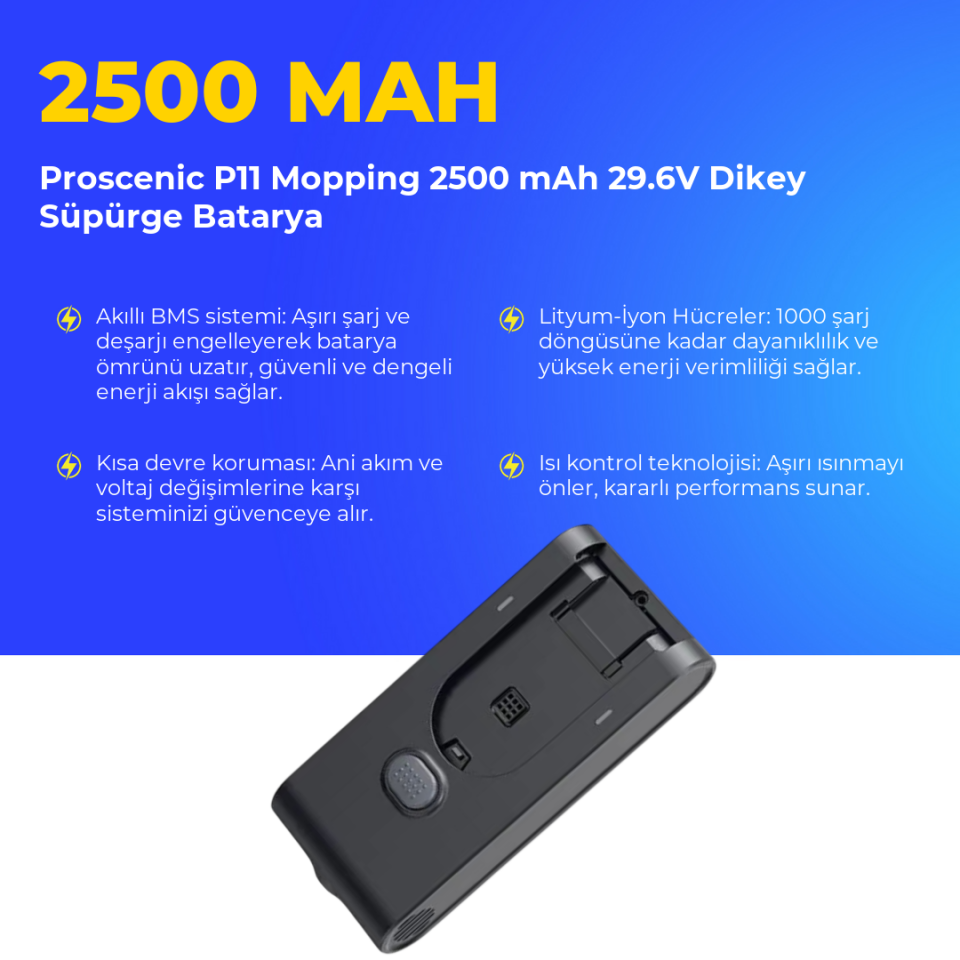 Proscenic P11 Mopping 2500 mAh 29.6V Dikey Süpürge Batarya