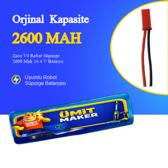 Zaco V4 Robot Süpürge 2600 Mah 14.4 V Batarya – Orjinal Uyumlu Uzun Ömürlü, Yüksek Performans Pil