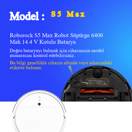 Roborock S5 Max Robot Süpürge 6400 Mah 14.4 V Kutulu Batarya – Orjinal Uyumlu Uzun Ömürlü, Yüksek Performans Pil
