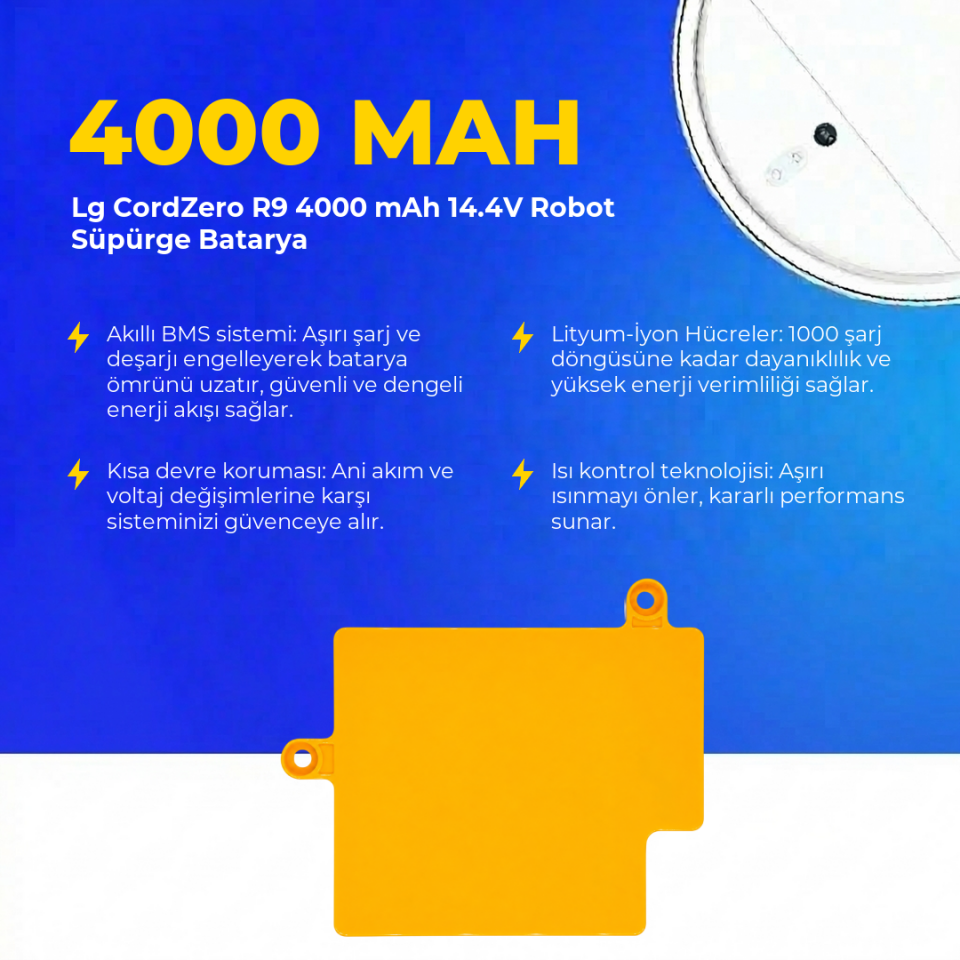 Lg CordZero R9 4000 mAh 14.4V Robot Süpürge Batarya
