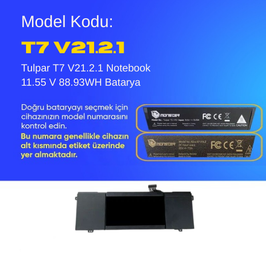 Tulpar T7 V21.2.1 Notebook 11.55 V 88.93WH Batarya – Orjinal Uyumlu, Yüksek Performanslı