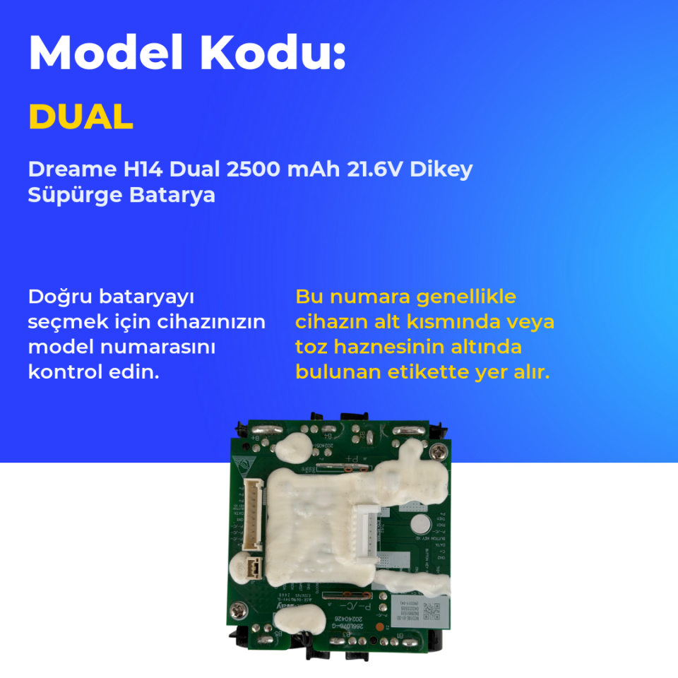 Dreame H14 Dual 2500 mAh 21.6V Dikey Süpürge Batarya