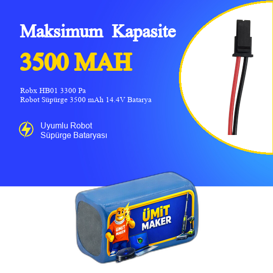 Robx HB01 3300 Pa Robot Süpürge 3500 mAh 14.4V Batarya – Orjinal Uyumlu Uzun Ömürlü, Yüksek Performans Pil