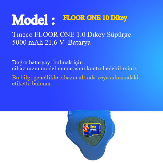 Tineco FLOOR ONE 1.0 Dikey Süpürge 5000 mAh 21,6 V  Batarya – Orjinal Uyumlu Uzun Ömürlü, Yüksek Performans Pil