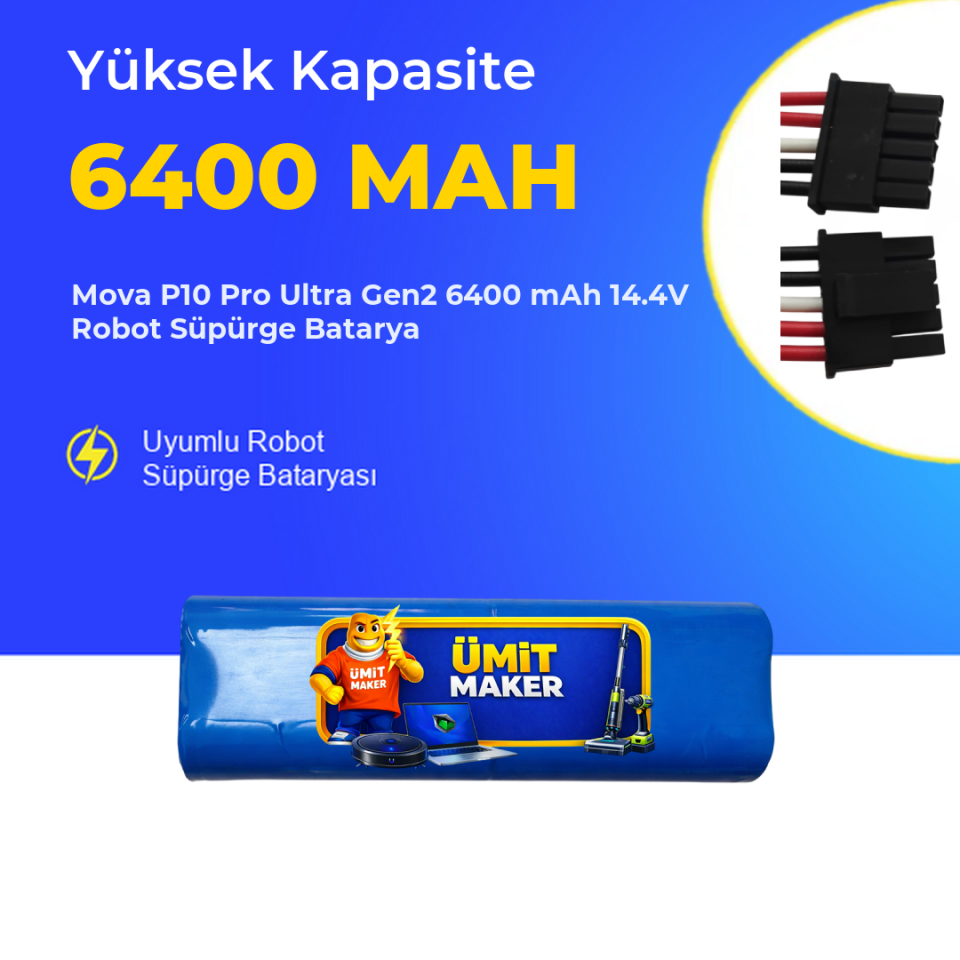 Mova P10 Pro Ultra Gen2 6400 mAh 14.4V Robot Süpürge Batarya