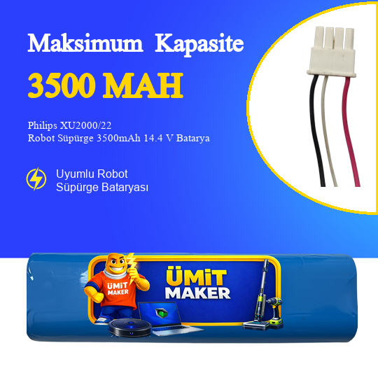 Philips XU2000/22 Robot Süpürge 3500mAh 14.4 V Batarya – Orjinal Uyumlu Uzun Ömürlü, Yüksek Performans Pil