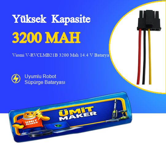 Viomi V-RVCLMB21B Robot Süpürge 3200 mAh 14.4 V Yanmaz Batarya