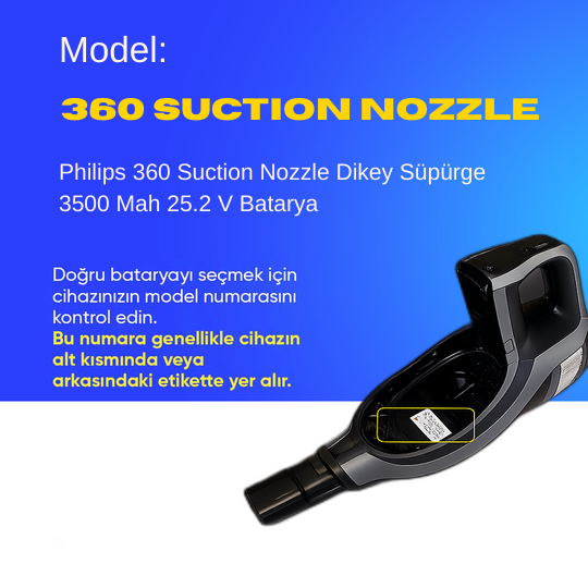 Philips 360 Suction Nozzle Dikey Süpürge 3500 Mah 25.2 V Batarya – Orjinal Uyumlu Uzun Ömürlü, Maksimum Performans Pil