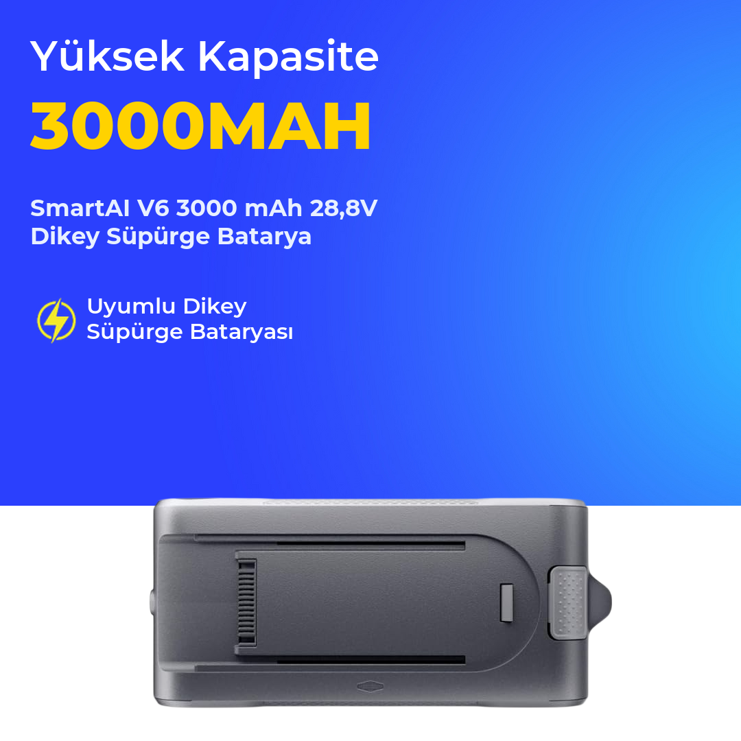 SmartAI V6 3000 mAh 28,8V Dikey Süpürge Batarya