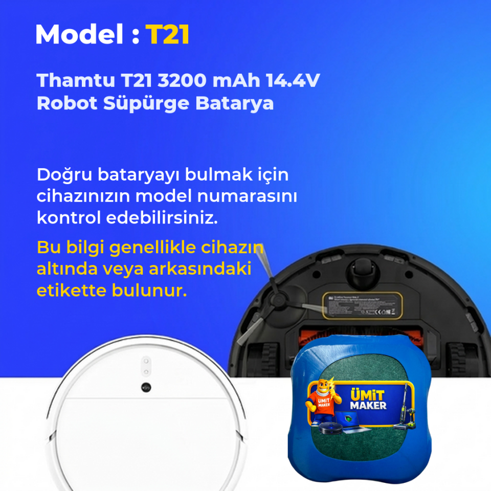 Thamtu T21 3200 mAh 14.4V Robot Süpürge Batarya