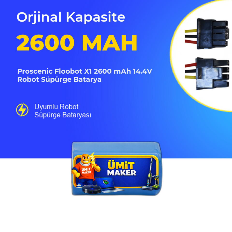 Proscenic Floobot X1 2600 mAh 14.4V Robot Süpürge Batarya