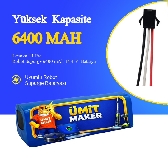 Lenovo T1 Pro Robot Süpürge 6400 mAh 14.4 V  Batarya – Orjinal Uyumlu Uzun Ömürlü, Yüksek Performans Pil
