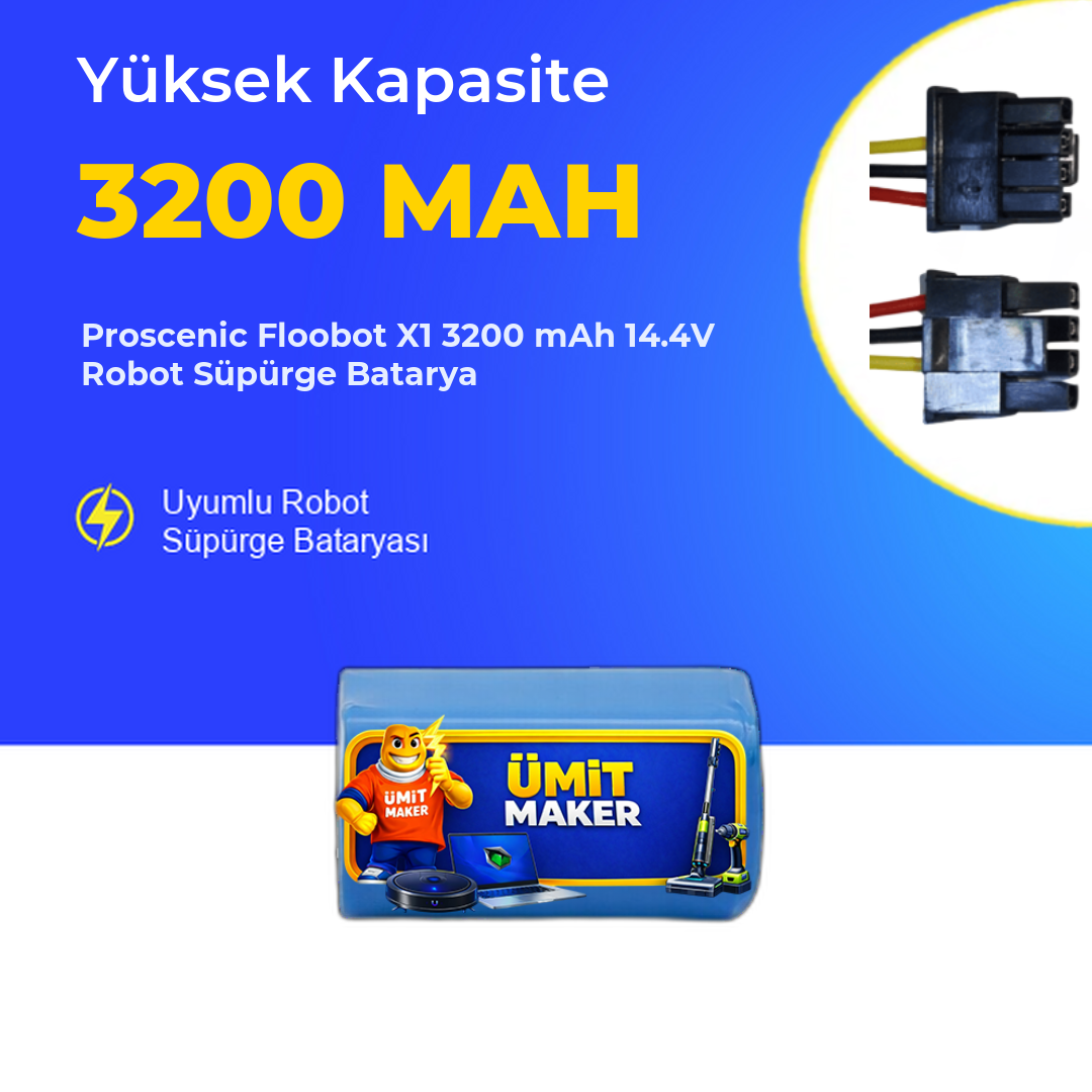 Proscenic Floobot X1 3200 mAh 14.4V Robot Süpürge Batarya
