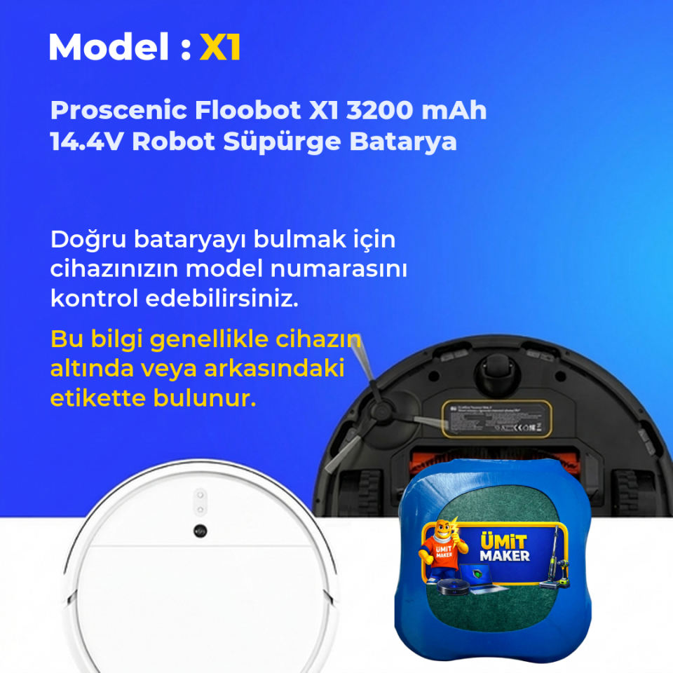 Proscenic Floobot X1 3200 mAh 14.4V Robot Süpürge Batarya