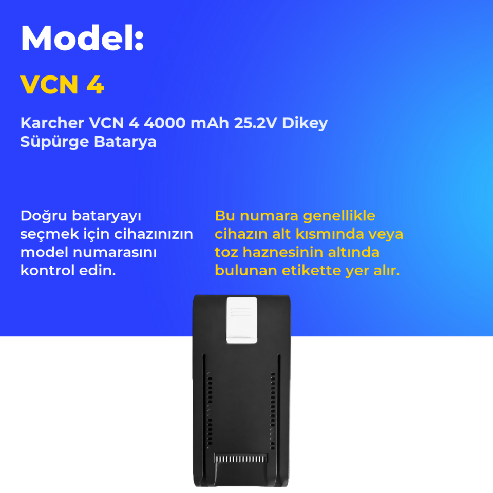 Karcher VCN 4 4000 mAh 25.2V Dikey Süpürge Batarya