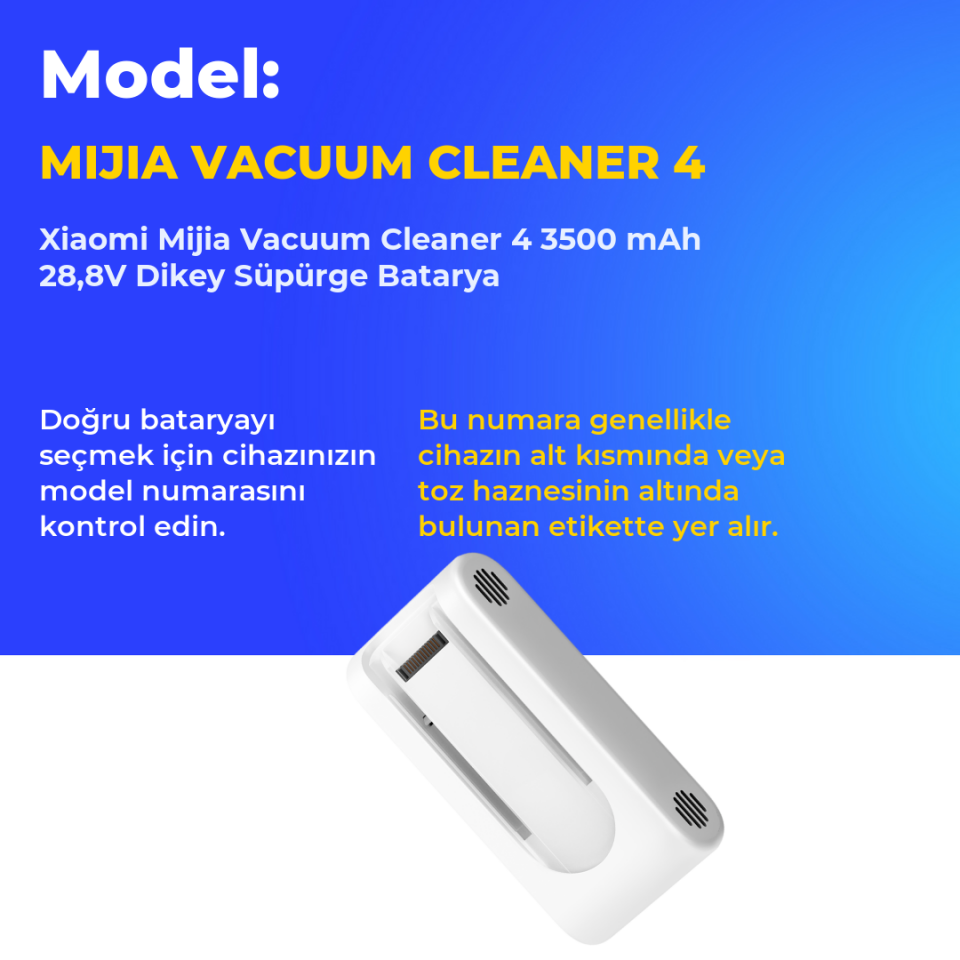 Xiaomi Mijia Vacuum Cleaner 4 3500 mAh 28,8V Dikey Süpürge Batarya