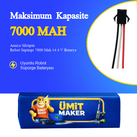Arnica Silsüpür Robot Süpürge 7000 Mah 14.4 V Batarya – Orjinal Uyumlu Uzun Ömürlü, Yüksek Performans Pil