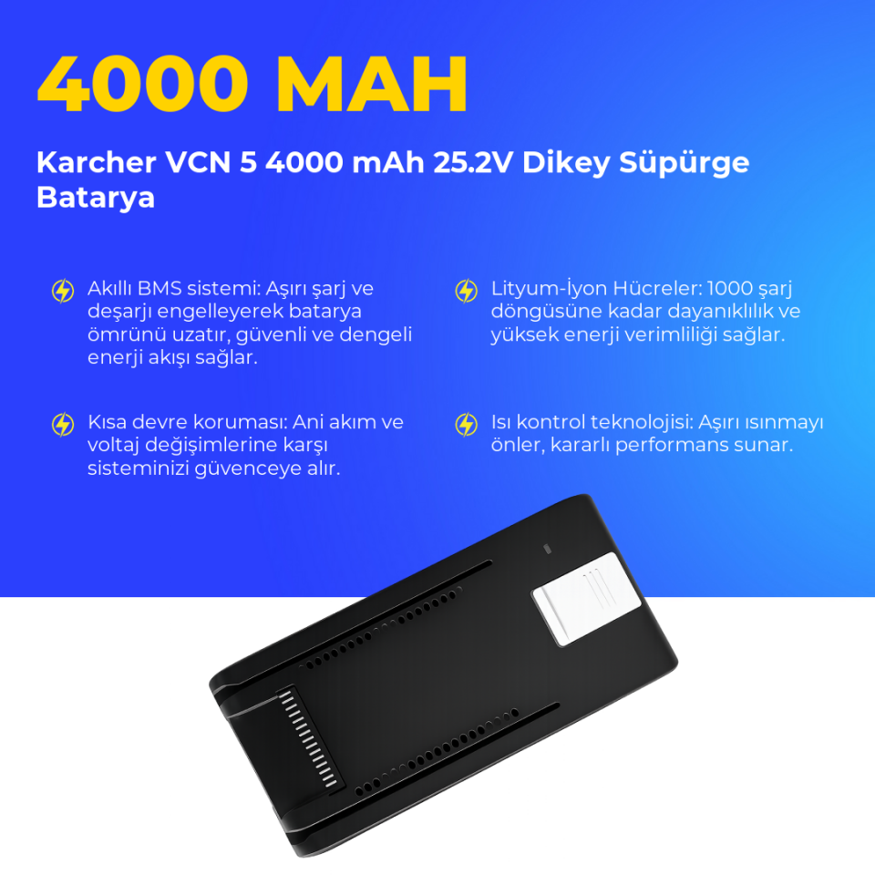 Karcher VCN 5 4000 mAh 25.2V Dikey Süpürge Batarya