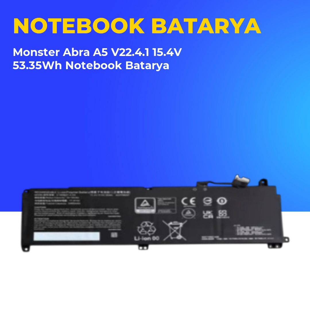 Monster Abra A5 V22.4.1 15.4V 53.35Wh Notebook Batarya