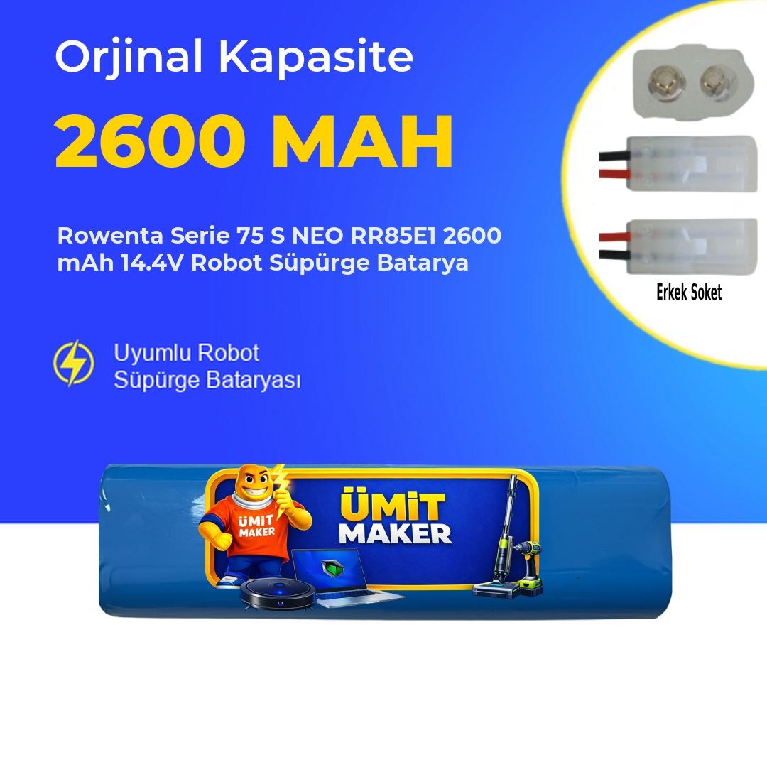 Rowenta Serie 75 S NEO RR85E1 2600 mAh 14.4V Robot Süpürge Batarya