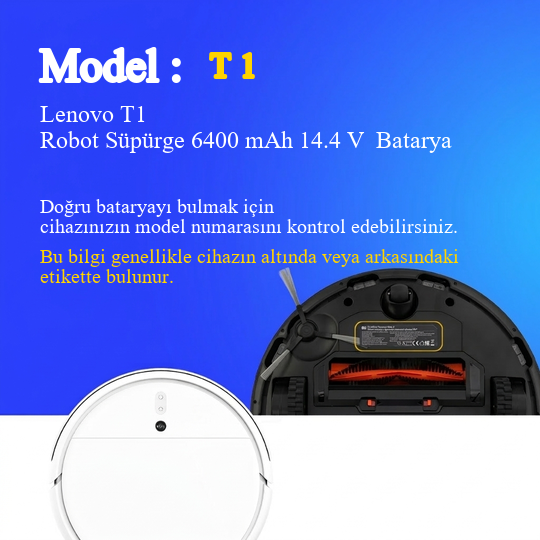 Lenovo T1 Robot Süpürge 6400 mAh 14.4 V  Batarya – Orjinal Uyumlu Uzun Ömürlü, Yüksek Performans Pil
