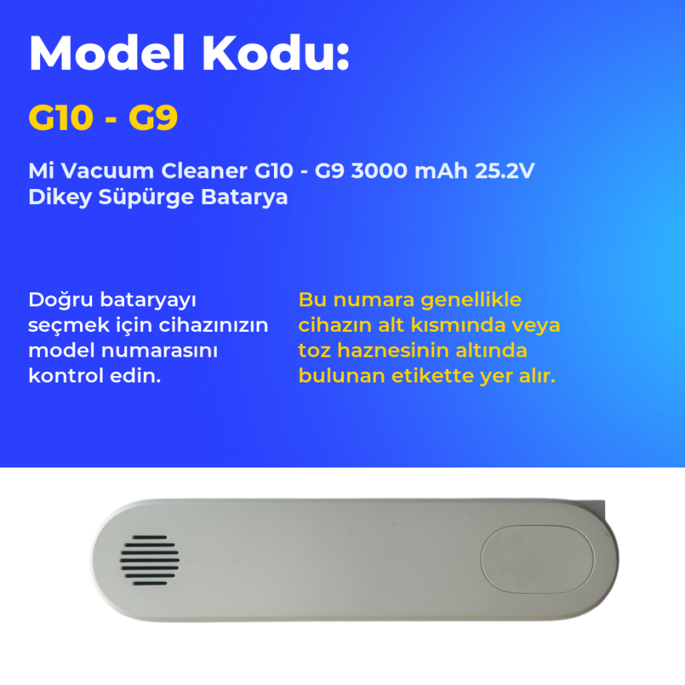 Mi Vacuum Cleaner G10 - G9 3000 mAh 25.2V Dikey Süpürge Batarya
