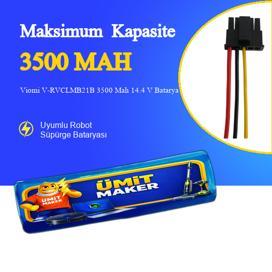 Viomi V-RVCLMB21B Robot Süpürge 3500 mAh 14.4 V Yanmaz Batarya