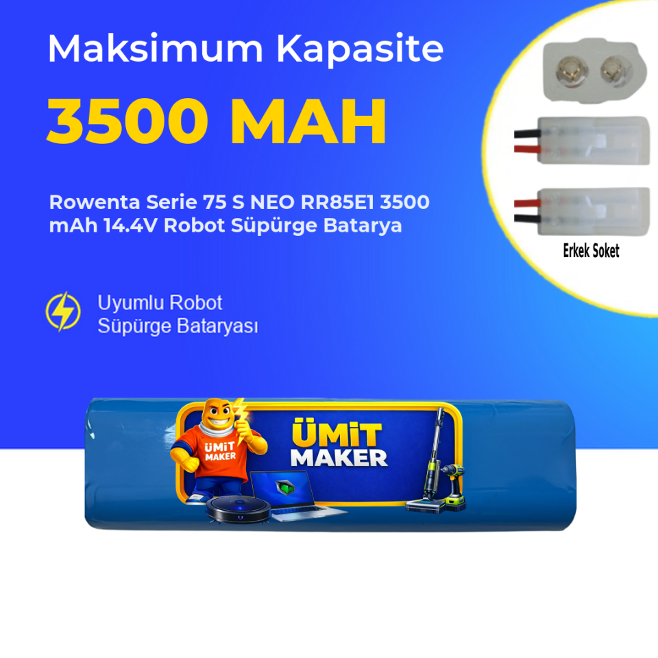 Rowenta Serie 75 S NEO RR85E1 3500 mAh 14.4V Robot Süpürge Batarya