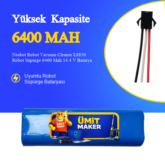 Neabot Robot Vacuum Cleaner L8850 Robot Süpürge 6400 Mah 14.4 V Batarya – Orjinal Uyumlu Uzun Ömürlü, Yüksek Performans Pil