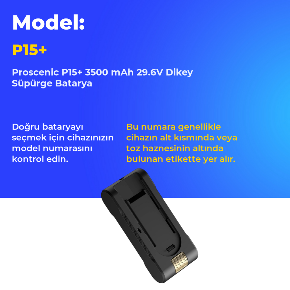 Proscenic P15+ 3500 mAh 29.6V Dikey Süpürge Batarya