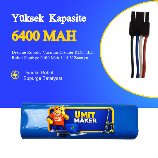 Dreame Robotic Vacuum Cleaner RLS5-BL1 Robot Süpürge 6400 Mah 14.4 V Batarya – Orjinal Uyumlu Uzun Ömürlü, Yüksek Performans Pil