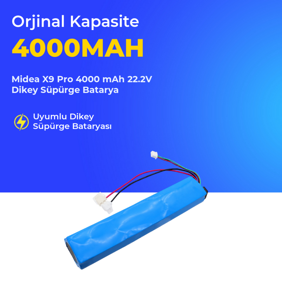 Midea X9 Pro 4000 mAh 22.2V Dikey Süpürge Batarya