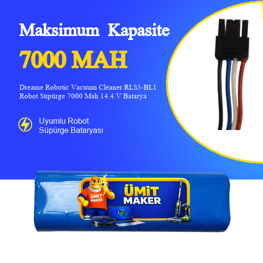 Dreame Robotic Vacuum Cleaner RLS5-BL1 Robot Süpürge 7000 Mah 14.4 V Batarya – Orjinal Uyumlu Uzun Ömürlü, Yüksek Performans Pil