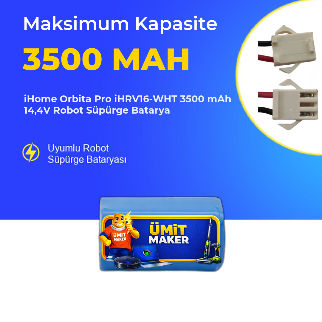 iHome Orbita Pro iHRV16-WHT 3500 mAh 14,4V Robot Süpürge Batarya