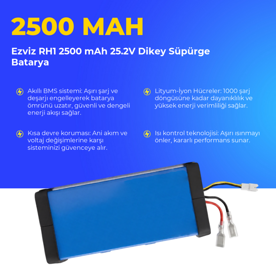 Ezviz RH1 2500 mAh 25.2V Dikey Süpürge Batarya