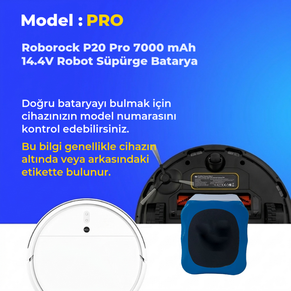 Roborock P20 Pro 7000 mAh 14.4V Robot Süpürge Batarya