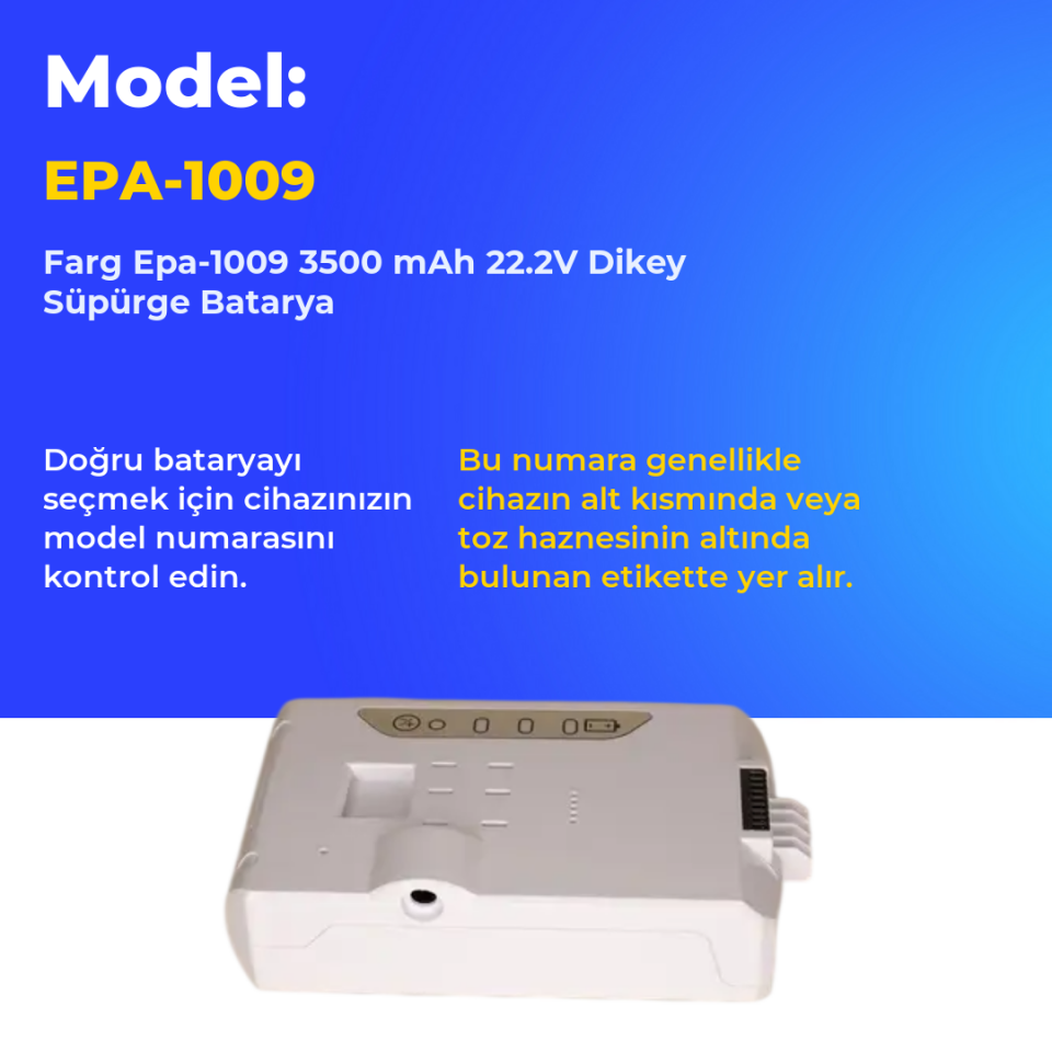 Farg Epa-1009 3500 mAh Dikey Süpürge Batarya