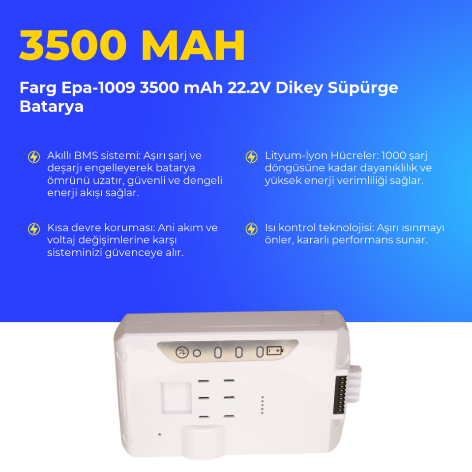 Farg Epa-1009 3500 mAh Dikey Süpürge Batarya