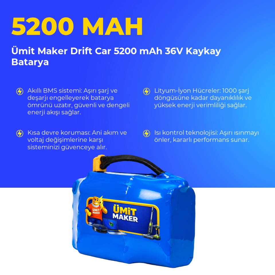 Drift Car 5200 mAh 36V Kaykay Batarya